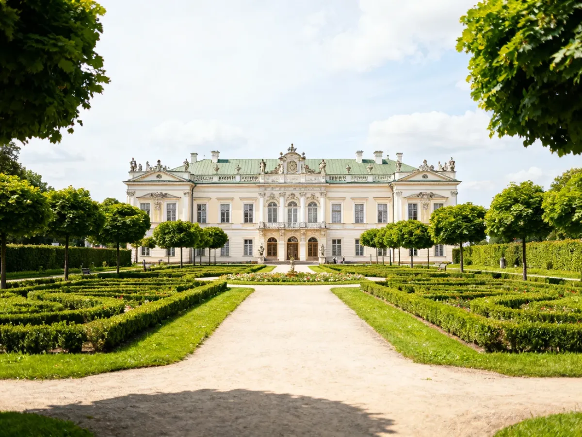 Pałac Branickich otoczony ogrodem w Białymstoku