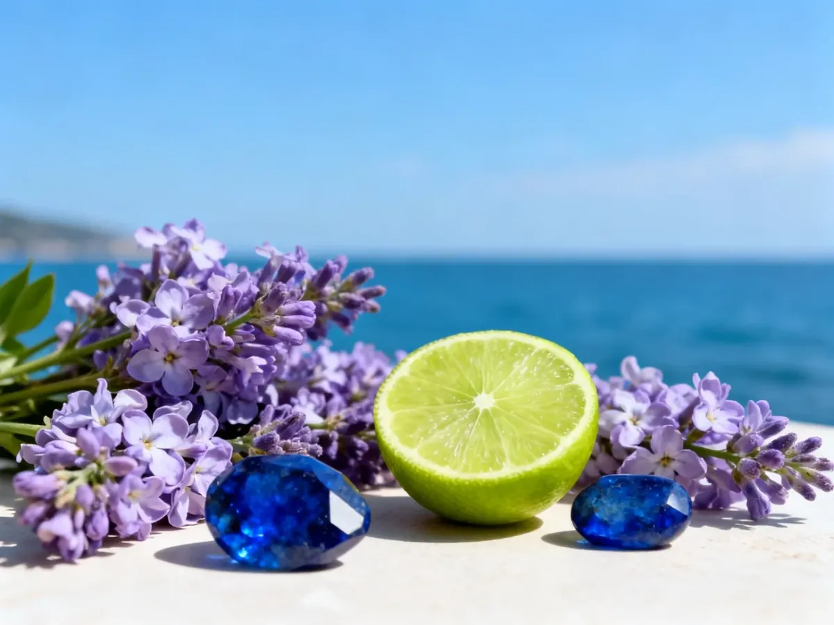 Paleta kolorów obejmująca lazurowy, lawendowy, liliowy, limonkowy i lapis-lazuli