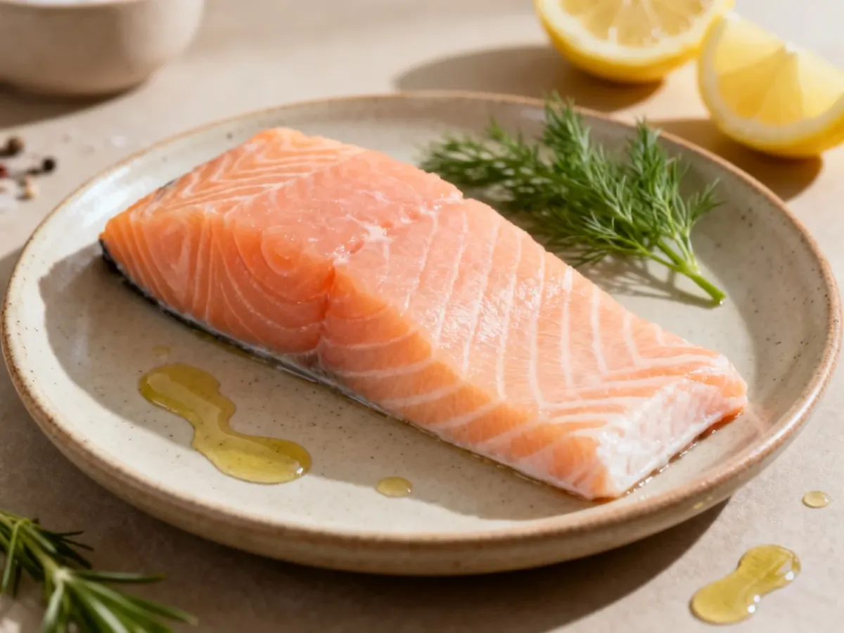 Filet łososia o jasnym różowo-pomarańczowym kolorze
