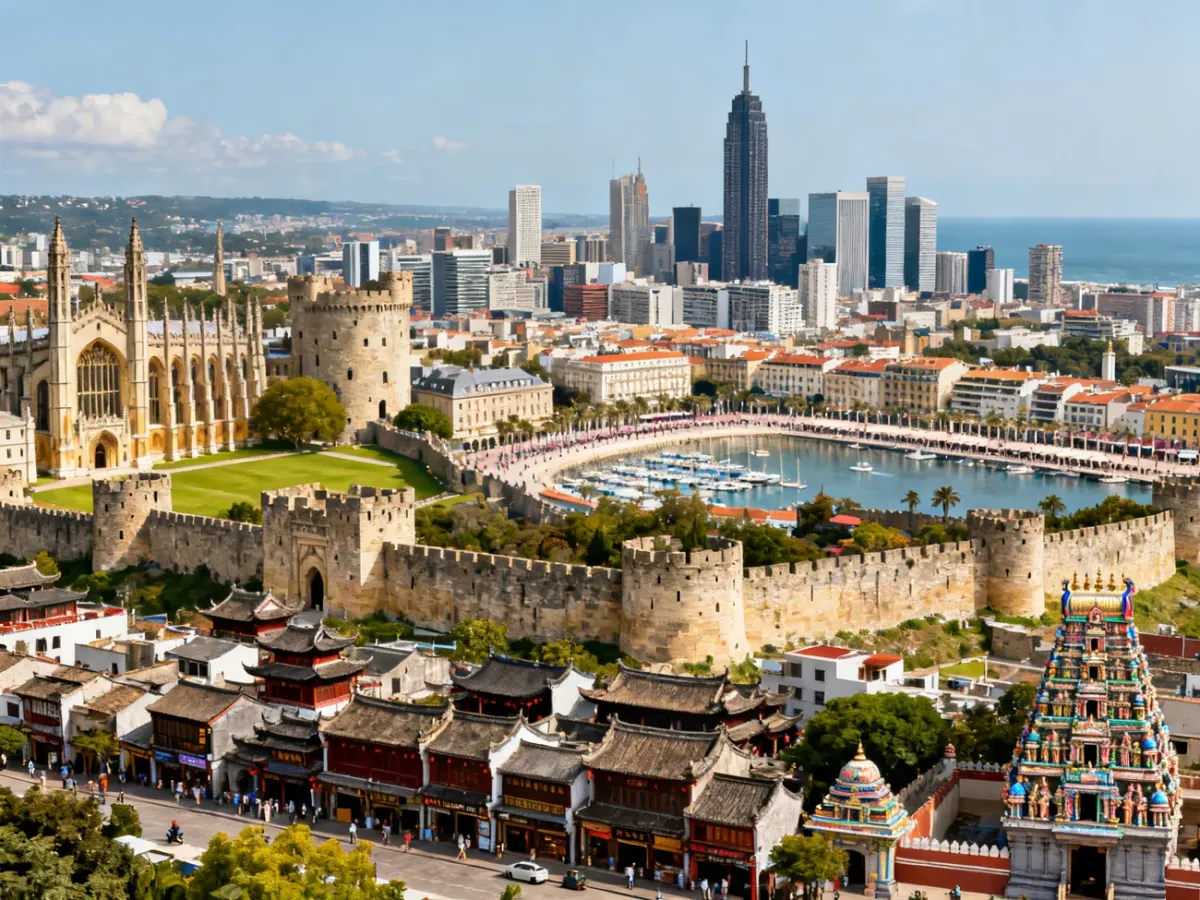 Global cityscape representing international cities beginning with C